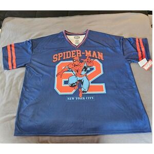 Marvel Spider Man Parker Jersey Shirt Blue Orange Youth Adult‎ Size 3XL